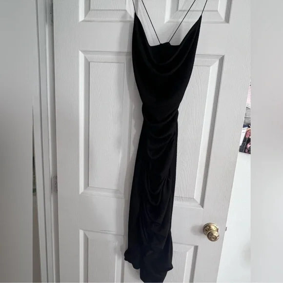 Black cowl neck midi dress. - Picture 2 of 5